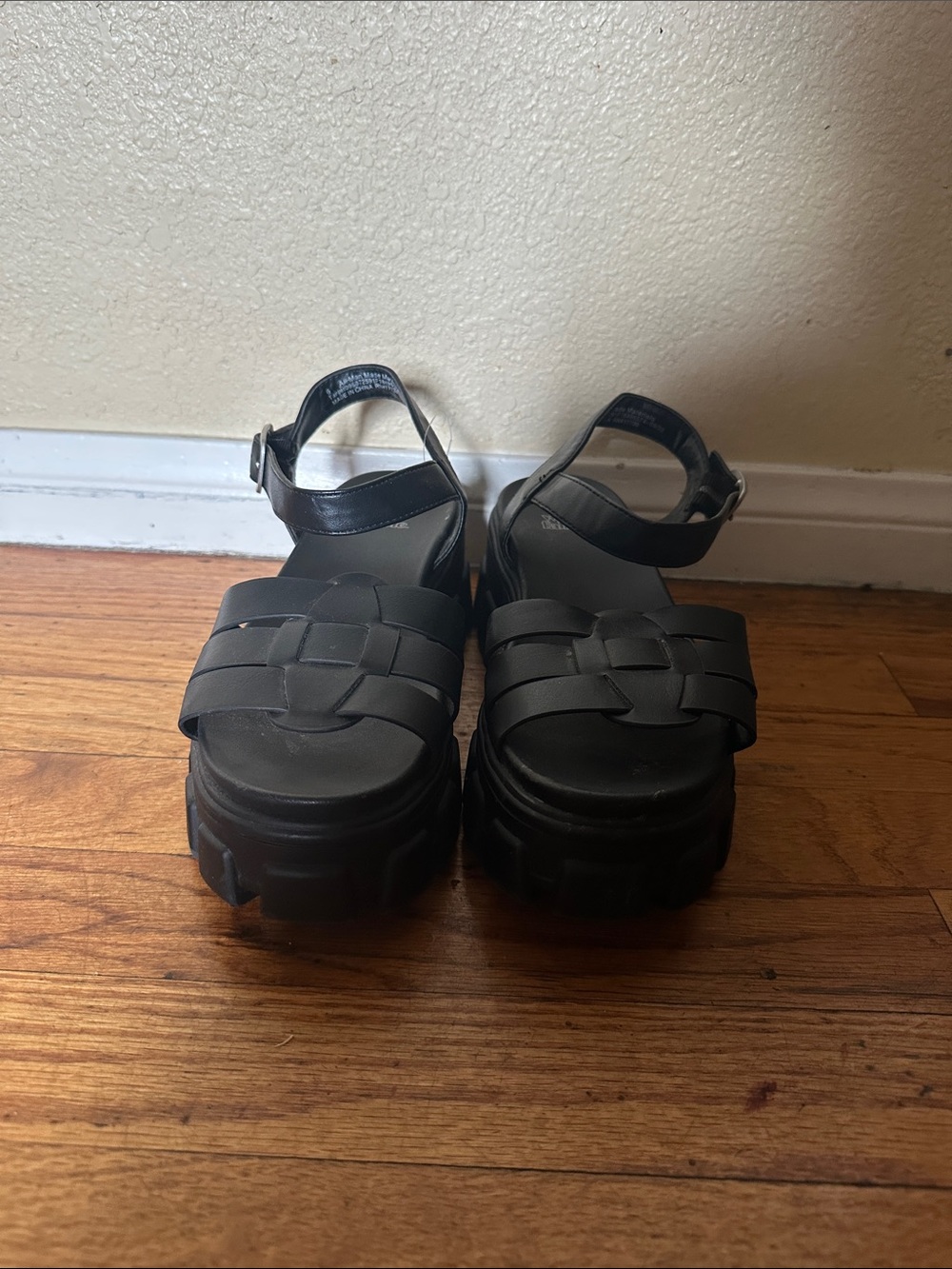 wild fable Black Woven Lug-Soled Platform Sandals